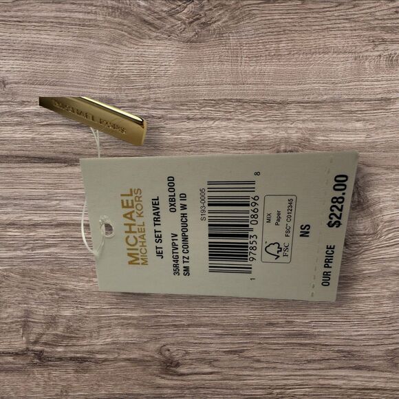 Michael Kors Jet Set Travel Small Coin Pouch ID Holder Wallet Oxblood NWT - Picture 5 of 7